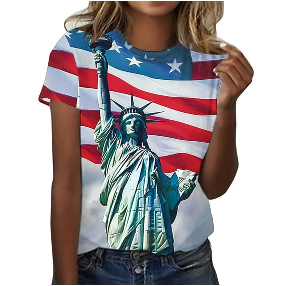 VerPetridure American Flag Stars Stripes Shirts for Women 4th of July Patriotic Shirt Cute Graphic Blouse USA Flag Tops Summer Tee