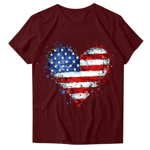 VerPetridure American Flag Stars Stripes Shirts for Women 4th of July Patriotic Shirt Cute Graphic Blouse USA Flag Tops Summer Tee