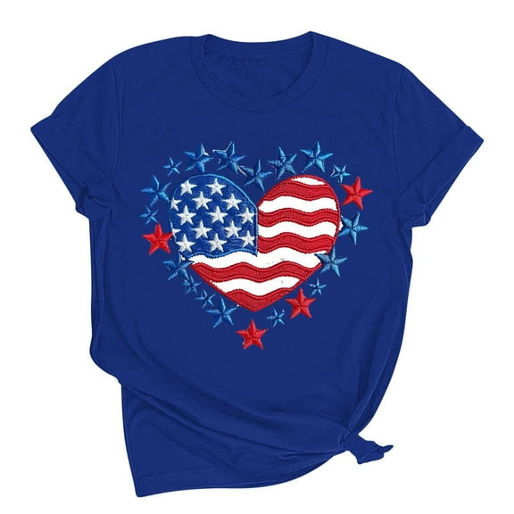 VerPetridure American Flag Stars Stripes Shirts for Women 4th of July Patriotic Shirt Cute Graphic Blouse USA Flag Tops Summer Tee