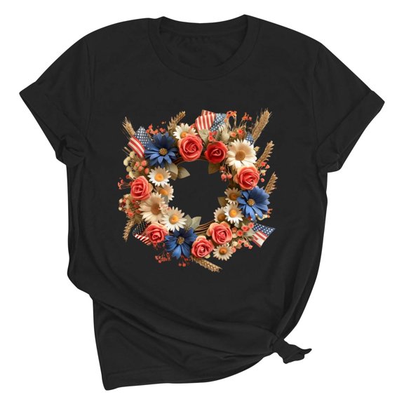 VerPetridure American Flag Stars Stripes Shirts for Women 4th of July Patriotic Shirt Cute Graphic Blouse USA Flag Tops Summer Tee