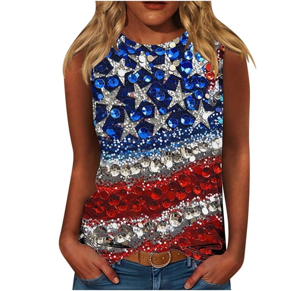 VerPetridure American Flag Tank Top Women 4th of July Tanks Tops for Womens USA Flag Patriotic Shirts Vest Sleeveless Tee