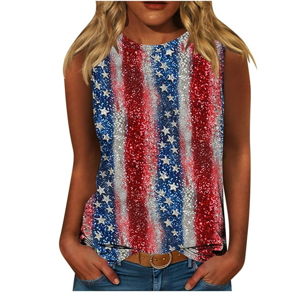 VerPetridure American Flag Tank Top Women 4th of July Tanks Tops for Womens USA Flag Patriotic Shirts Vest Sleeveless Tee