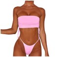 thumbnail image 1 of VerPetridure Bandeau Two Piece Bathing Suits Bikini Set Women Swimwear Tube Solid Bandage Two Piece Swimsuit Bikini Swimming Beachwear, 1 of 4