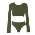 thumbnail image 1 of VerPetridure Bathing Suit for Women 2 Piece Bikini Women Sexy with Chest Pad without Underwire Long Sleeve Mesh Three Piece Set Swimsuit, 1 of 8