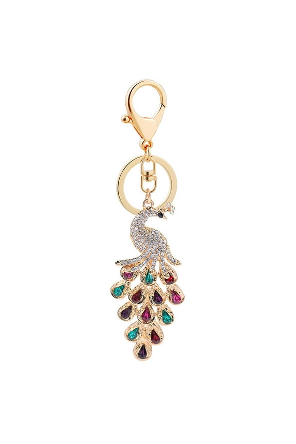 Beautiful Peacock Rhinestone Key Chain Crystal Purse Keychain Bag Key Ring Creative Crystal Rhinestone Car Keychain Ladies Bag Pendant