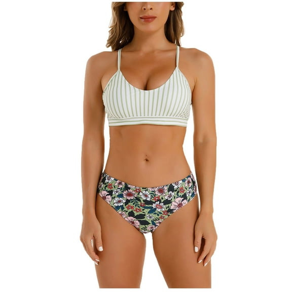 VerPetridure Bikini Sets for Women High Waisted Fashion Womens Print Bikini Push-Up Pad Swimwear Swimsuit Beachwear Set