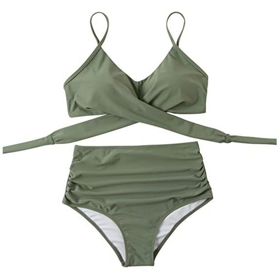 VerPetridure Bikini Sets for Women High Waisted Two Piece Swimsuits V Neck Twist Front Adjustable Spaghetti Straps Bathing Suit for Women