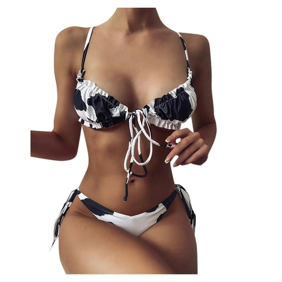 VerPetridure Bikini Sets for Women Push Up Women Printing Bandage Bikini Set Push-Up Split Swimwear Beachwear Swimsuit