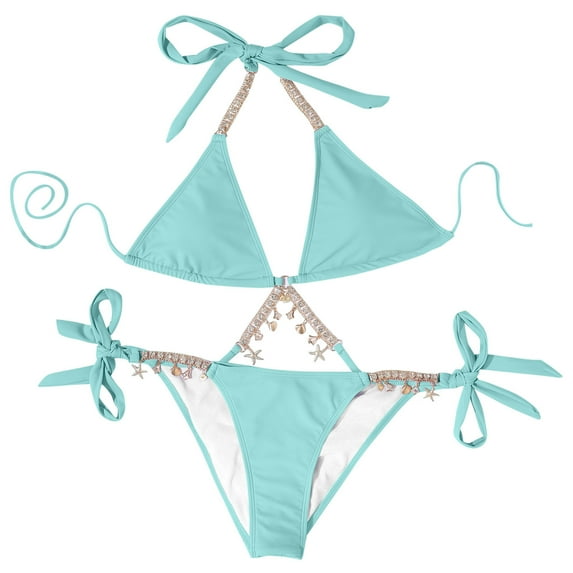 VerPetridure Bikini Sets for Women Push Up Women's Fashion Bikini Set Swimsuit Two Piece Solid Color Lacing Swimwear Beach Wear