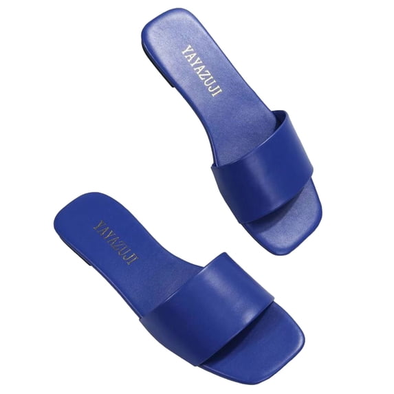 VerPetridure Black Sandals Women Woman's Head One-line Sandals Solid Color Flat Slippers Color Everything Matching Sandals