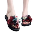 thumbnail image 1 of VerPetridure Black Sandals Women Women's Bohemian Flower Flat Slippers Summer Sandals Non-slip Beach Shoes, 1 of 8