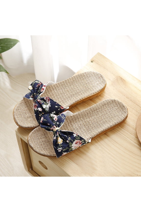 Bow Slippers for Women, Comfy Indoor House Shoes, Open Toe Slides with Arch Support for Summer