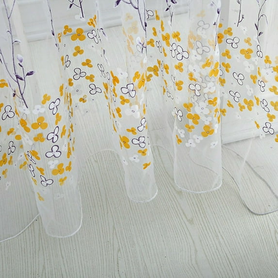 VerPetridure Branch Small Butterfly Curtain 100 X 270Cm Purple Red Butterfly Butterfly Sheer Curtain Tulle Window Treatment Voile Drape Valance 1Panel Fabric