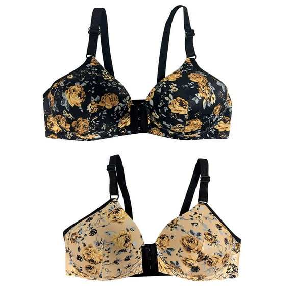 VerPetridure Bras for Women No Underwire Woman's Fashion Bowknot Printing Comfortable Hollow Out Bra Underwear No Rims