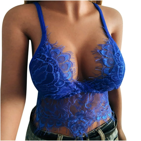 Utoimkio Bras for Women Wirefree Alluring Women Lace Cage Bra Elastic Cage Bra Strappy Hollow Out Bra Bustier