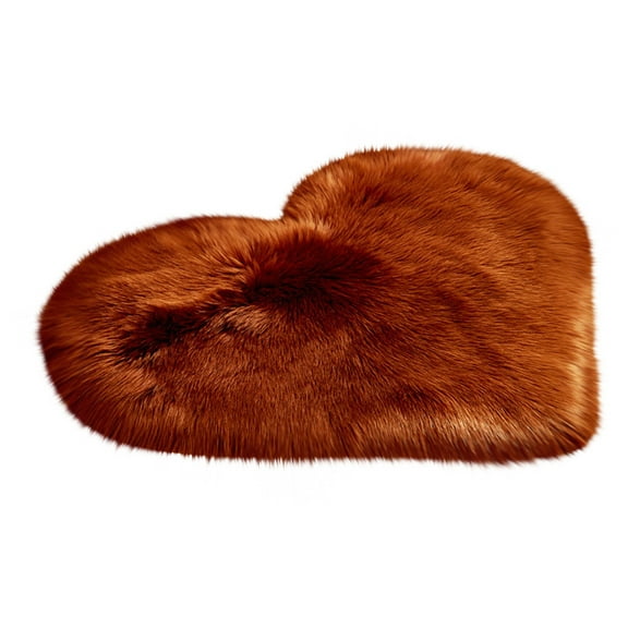 VerPetridure Brown 30*40 Heart-Shaped Floor Mat Wool Imitation Sheepskin Rugs Faux F Ur Non Slip Bedroom Shaggy Carpet Mats