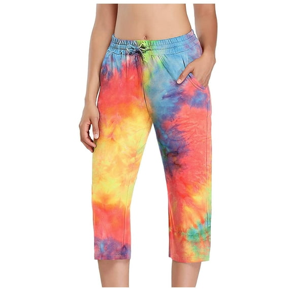 VerPetridure Clearance Capris for Women Casual Summer Clearance Capri Yoga Pants Loose Soft Drawstring Workout Sweatpants Causal Lounge Pants with Pockets