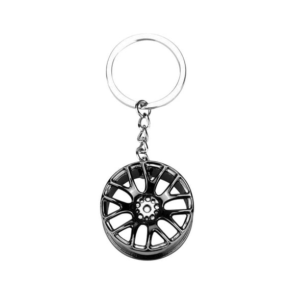 VerPetridure Car Flywheel Model ornament, Fashion ornament ornament Black Fit Wheel Rim Keychains Creative Auto Part Car Keyring Key Chains Rings decors