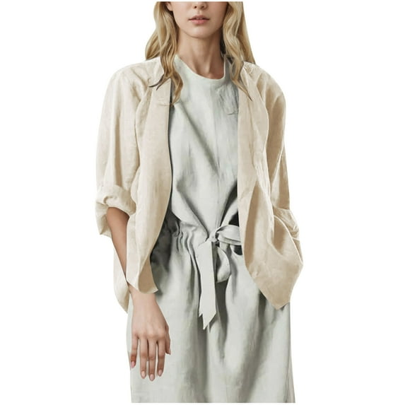 VerPetridure Cardigans for Women Loose Casual Long Sleeved Lightweight Solid color Cardigan Open Front Breathable Linen Cardigan