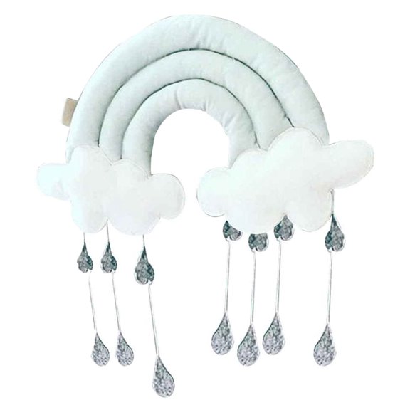 VerPetridure Children'S Home Creative Cloud Raindrop Decoration Tent Accessories Fabric Bedside Pendant Green Rainbow Raining Cloud Decoration Baby Room Wall Hanging Kid Tent Toy Photo Props