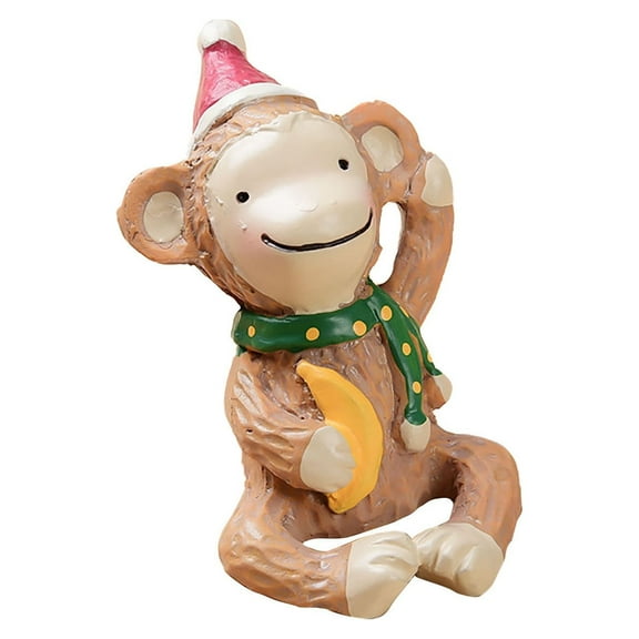VerPetridure Christmas Animal Resin Ornament Banana Monkey Crafts Decor Ornaments Resin Decoration Artificial Animal Santa Claus Ornaments