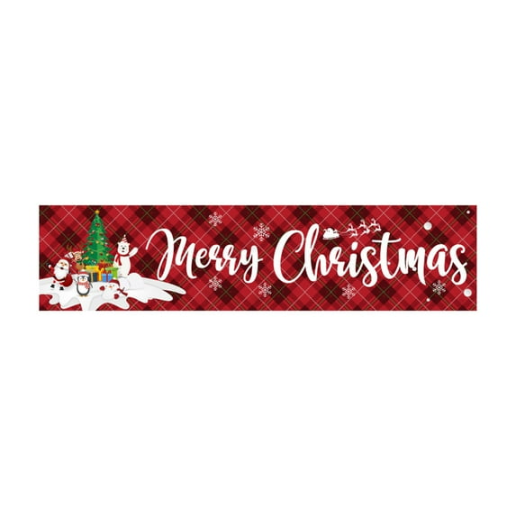 VerPetridure Christmas Banner Banner Decoration Pull Flag Christmas Party Background 60*240Cm Merry Christmas Banner Decorations Plaid Banner for indoor Outdoor Front Door Wall Christmas Decoration