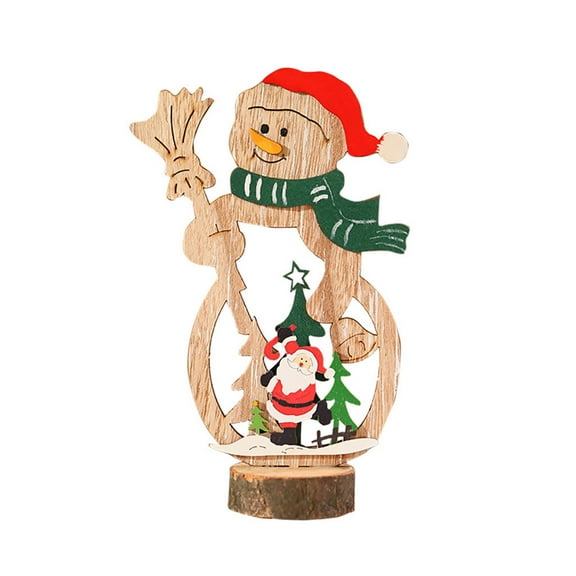 VerPetridure Christmas Bar Decoration Christmas Tree Knick-Knacks Red Hat Snowman Christmas Bar Table Decorations Painted Wooden Assembled DIY Ornaments