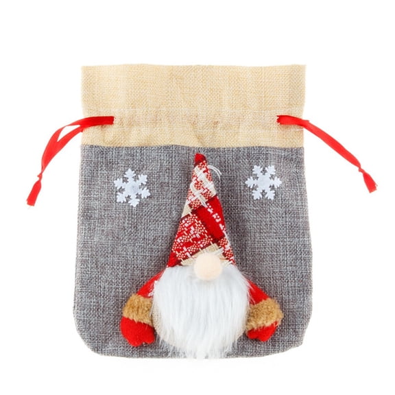 VerPetridure Christmas Burlap Cartoon Faceless Old Man Gift Bag Candy Bag Fashion Christmas Socks Gift Bag Christmas Pattern Christmas Decoration Goodybag