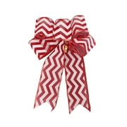 VerPetridure Christmas Decoration Red Flocked Striped Burlap Bow Striped Bow Christmas Linen Bow Christmas Wreath Decoration Bow Christmas Tree Decoration