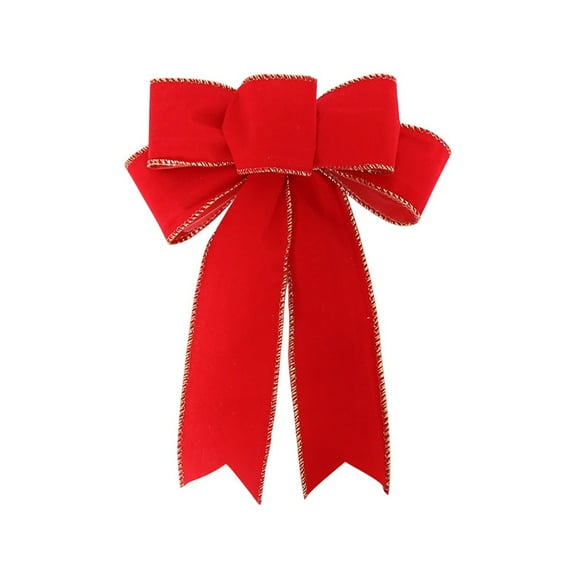 VerPetridure Christmas Decoration Red Flocking Striped Burlap Bow Flocking Red Bow Christmas Linen Bow Christmas Wreath Decoration Bow Christmas Tree Decoration