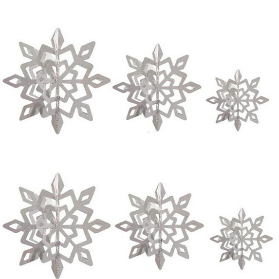 VerPetridure Christmas Decorations Paper Three-Dimensional Snowflake String Six-Piece Pendant Shopping Mall Shop Window Snowflake Pendant Silver Large 3D Party 6 Hanging Garland Christmas Snowflake H