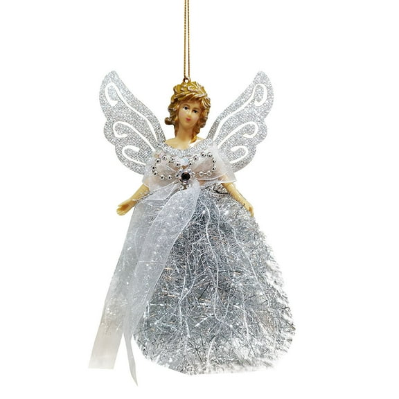 VerPetridure Christmas Wings Angel Christmas Tree Pendant Silver Christmas Wing Angel Doll Hanging Tree Pendants Ornaments Home Decor