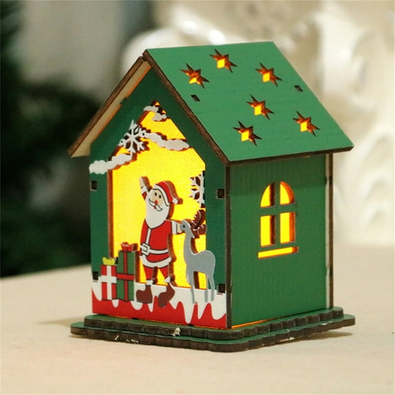 VerPetridure Christmas Wooden House Children's Handmade DIY Christmas Tree Decoration Cabin