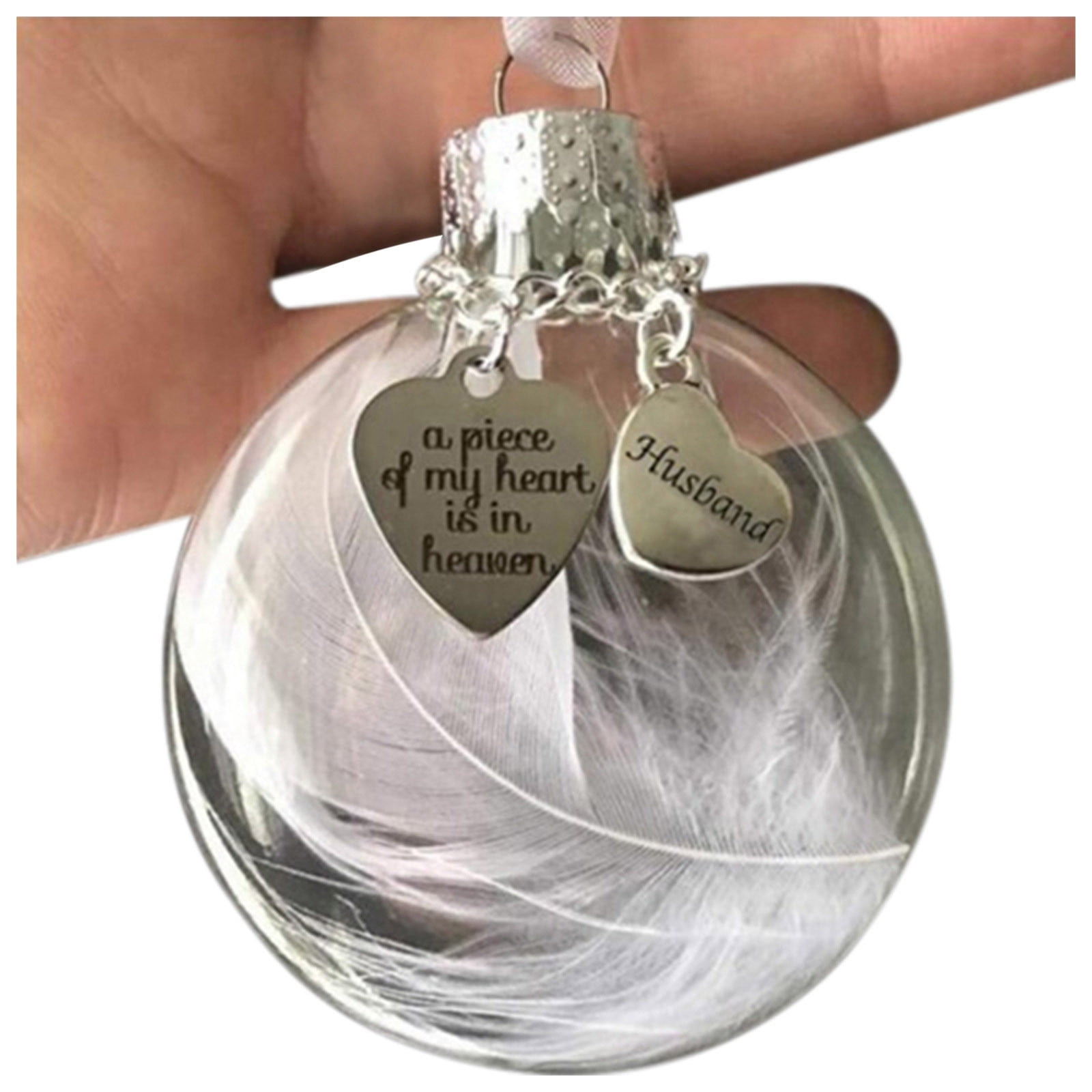 VerPetridure Clear Christmas Memorial Ornament Feather Ball,A Piece of ...