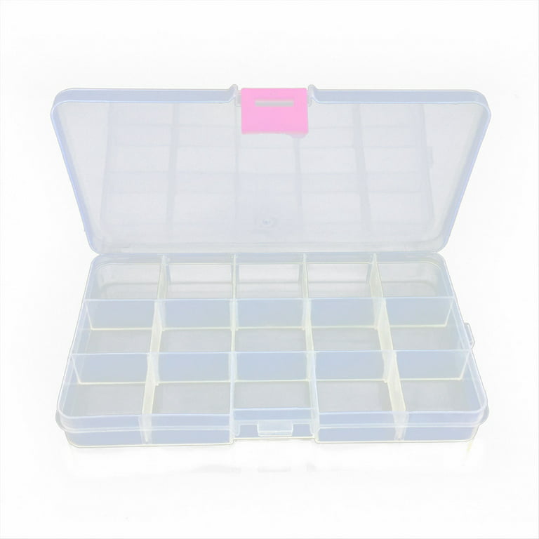 VerPetridure Clear Fishing Tackle Accessory Box Fishing Lure Bait Hooks  Storage Box Case Container with 15 Individual Compartments