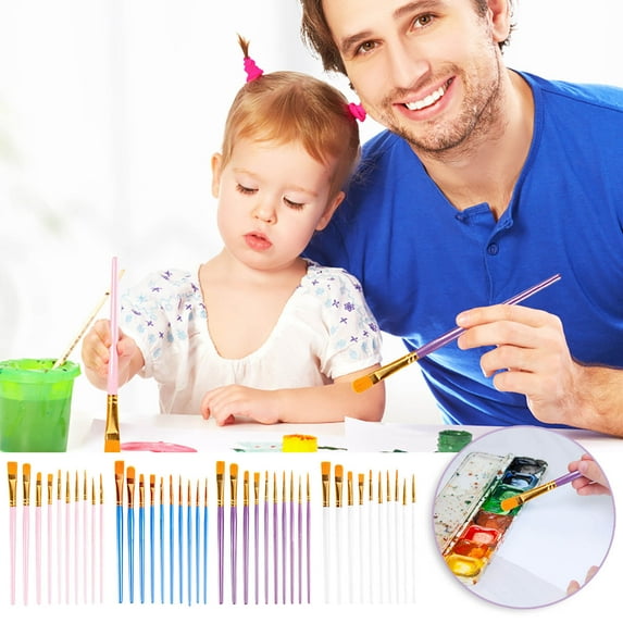 VerPetridure Acrylic Paint Brushes Set,10 Pcs Nylon Hair Brushes for All Purpose Oil Watercolor Painting Artist Professional Kits