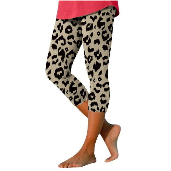 Utoimkio Capri Pants for Women's Summer Casual Elastic Waist Printed Cropped Beach Pants