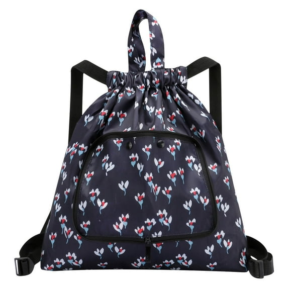 VerPetridure Foldable Large Capacity Travel Backpack Drawstring Pocket Waterproof Ultra Light Nylon Cloth Multifunctional Print Foldable Bag Organizer
