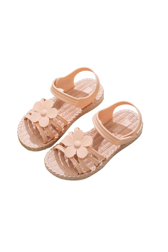 Clearance Kids Sandals for Girls Toddler Girls Shoes PVC Weave Flowers Non-slip Shoes Soft Kid Hollow Out Sandals