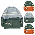 thumbnail image 1 of VerPetridure Oversized Sweaters for Men 2023 Winter Grassland Cow Print Knitted Pullover Sweater Vintage Sweatshirts Long Sleeve Crewneck Warm Jumper Tops, 1 of 9