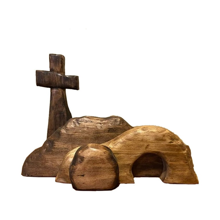 VerPetridure Clearance The Empty Tomb Easter Scene And Cross,Wooden  Decoration At The Cross Easter 
