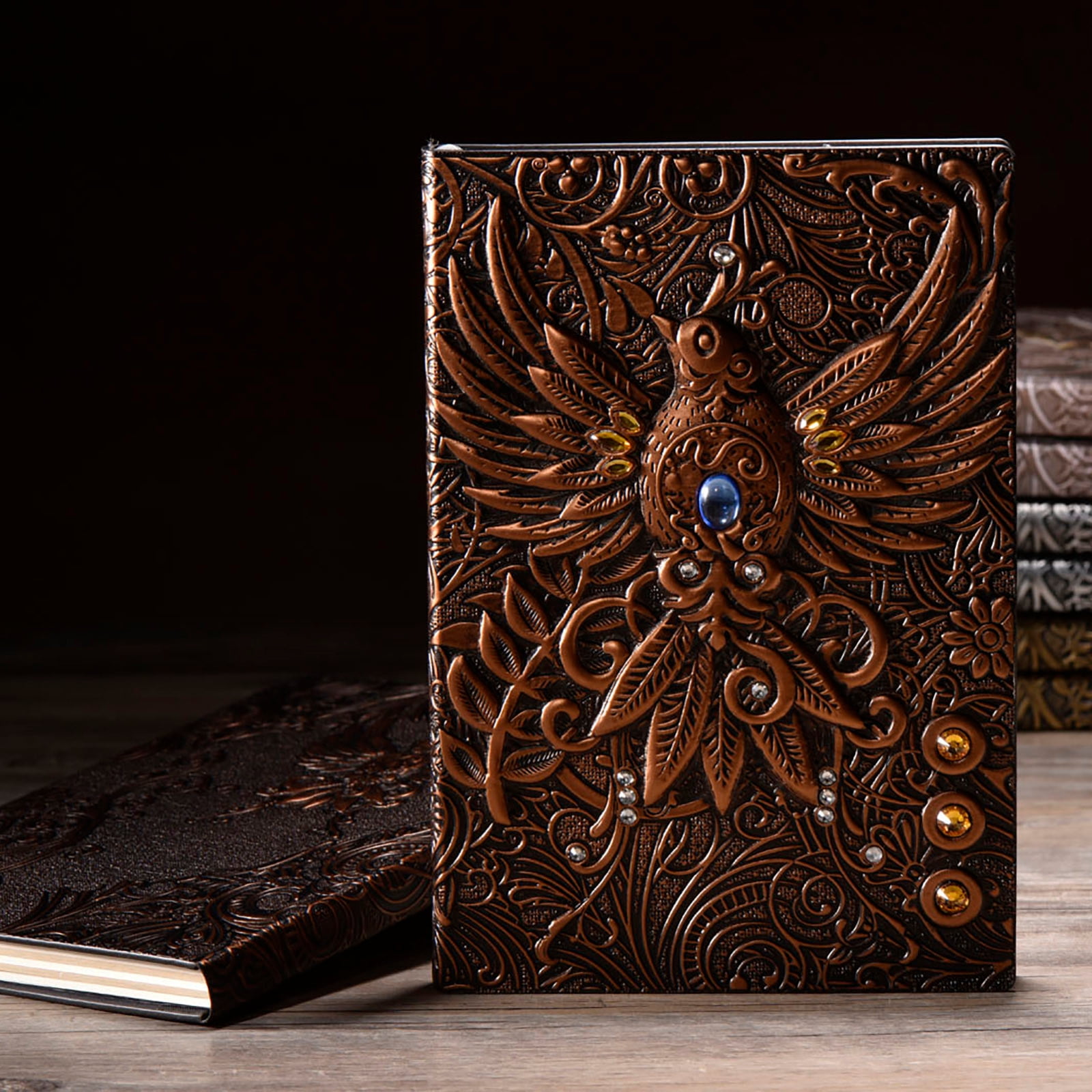 Leather Journal Notebook 200 Sheets 400pages Embossed Antique Handmade Kraft - View #6