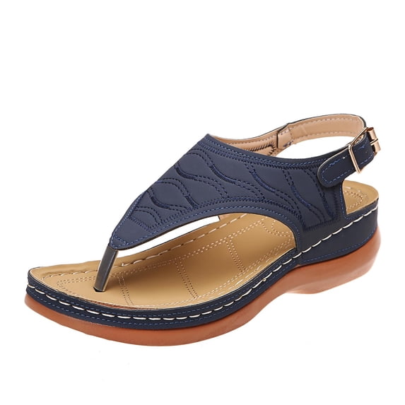 VerPetridure Wedge Sandals for Women Flip-Flops Adjustable Hook Loop Causal Flower Summer Womens Sandals Comfortable Women's Flip Flops Size 7.5