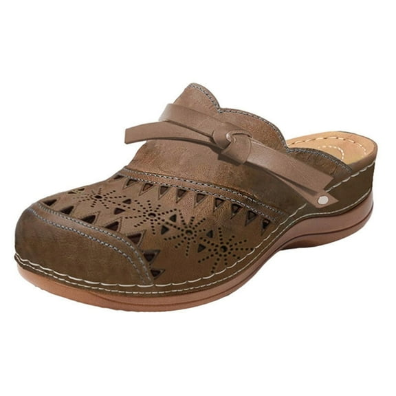 VerPetridure Wedge Sandals for Women Hollow Out Slip On Platform Wedge Sandals Summer Casual Sandals Walking Shoes Size 4.5