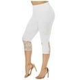 thumbnail image 1 of VerPetridure Clearance White Capri Leggings for Women Plus Size Solid Lace Patchwork Elastic Waist Casual Leggings Pants, 1 of 8
