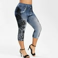 thumbnail image 1 of Utoimkio White Capri Leggings for Women's Fashion Panel Denim Leggings Summer Capris Leggings Yoga Pants, 1 of 3