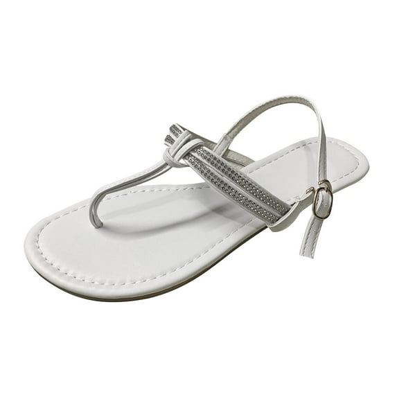 VerPetridure Women Sandals Flat Bohemian Sandal Women Comfortable Walking Flat Bohemian T-Strap Ladies Casual Comfy Sandals Summer Beach Sandals Size 6.5