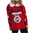 thumbnail image 1 of Utoimkio Women's Christmas Pullover Sweaters for Women Loose Long Sleeve Crewneck Reindeer Print Sweaters Winter Knitted Sweater Outwear Jumper Tops, 1 of 8