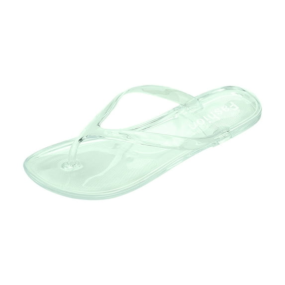 VerPetridure Clearance Women's Clear Jelly Flat Flip Flop Sandals,Transparent Outsole Non-Slip Beach Party Flip Flop Sandals Size 7.5