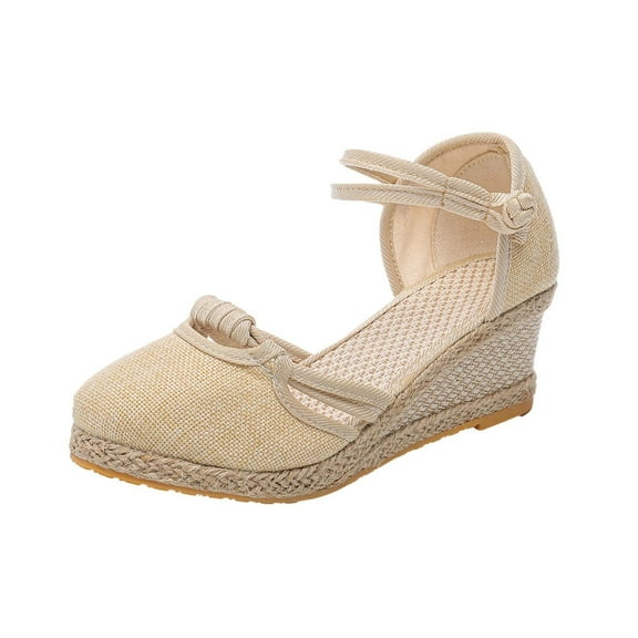 VerPetridure Women's Closed Toe Wedges Shoes Low Wedge Heel Sandals with Buckle Ankle Strap Close Toe Casual Dressy Summer Platform Shoes Size 4.5